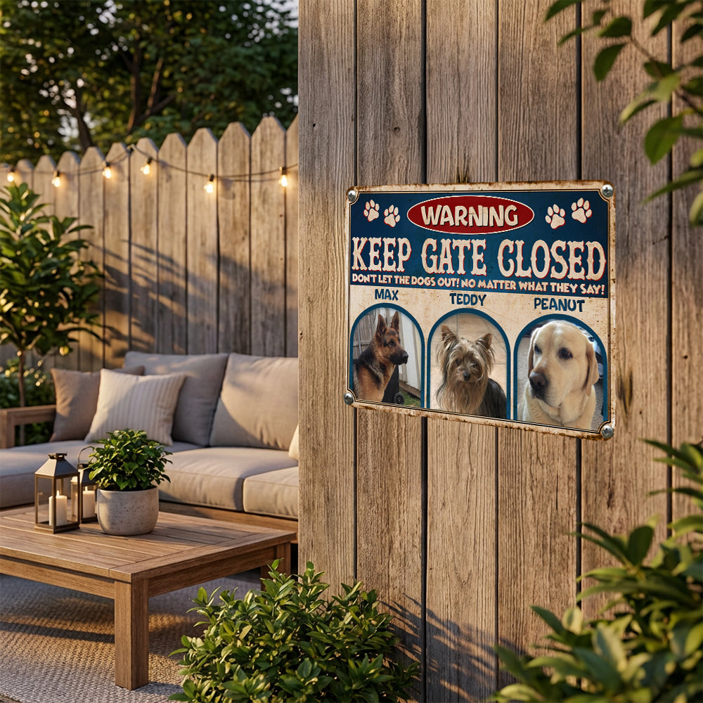 Personalized Don't Let The Pets Out Metal Sign