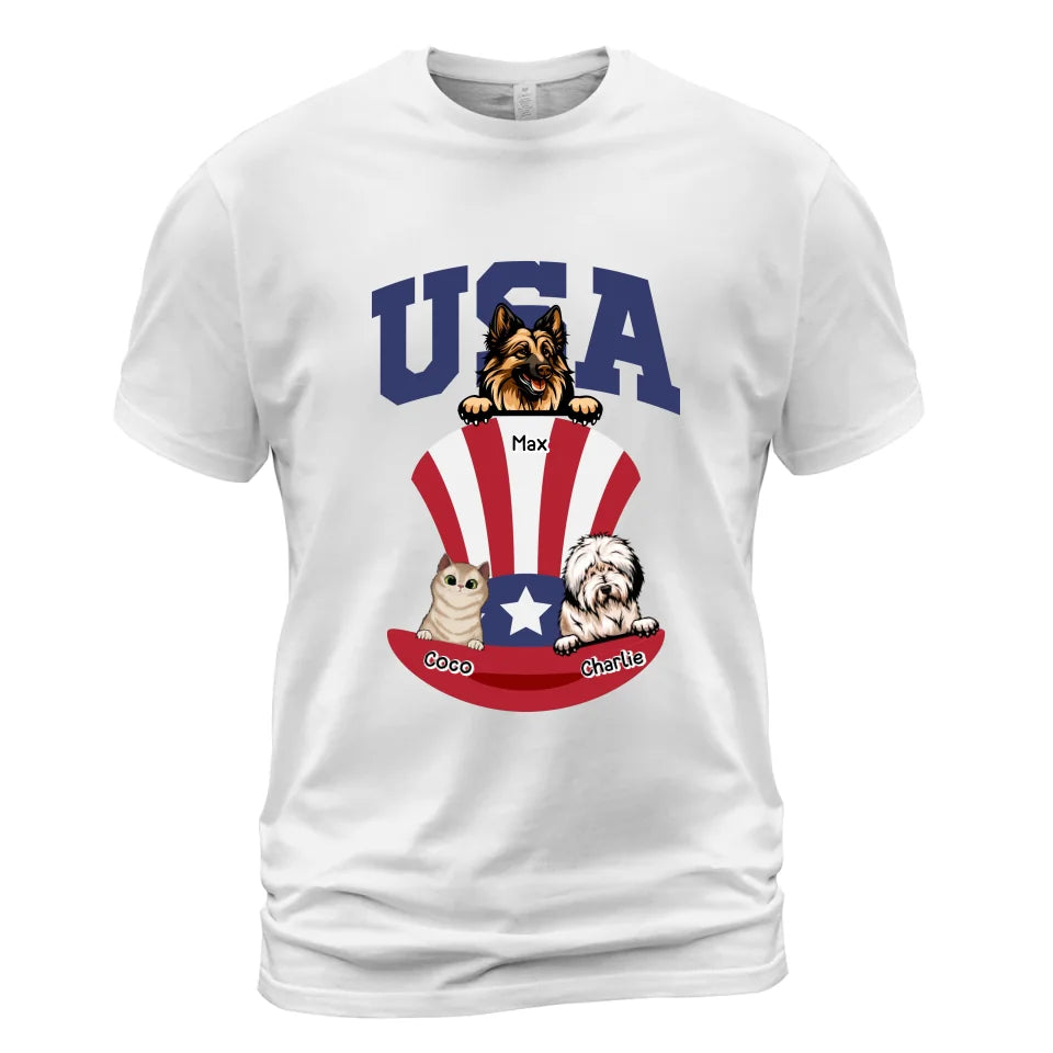 Personalized USA Pets Shirt - US Hat Pet Shirt
- Up to 6 Pets - Personalized T-Shirt