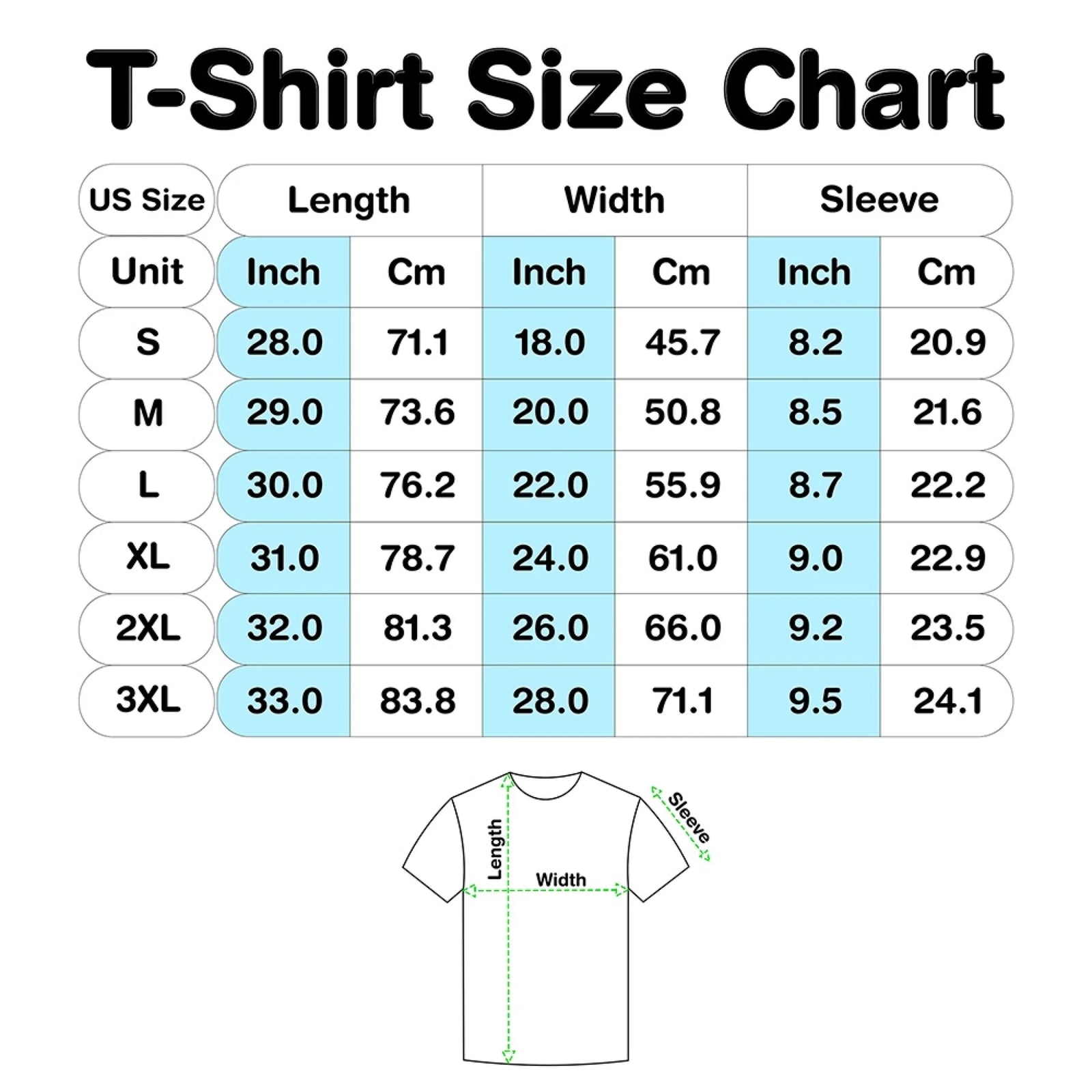 T-Shirt Size Chart