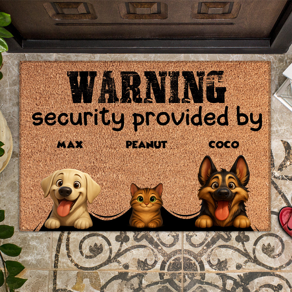 Personalized Pets Doormat - Up to 6 Pets - Decorative Mat - Custom Doormat Warning