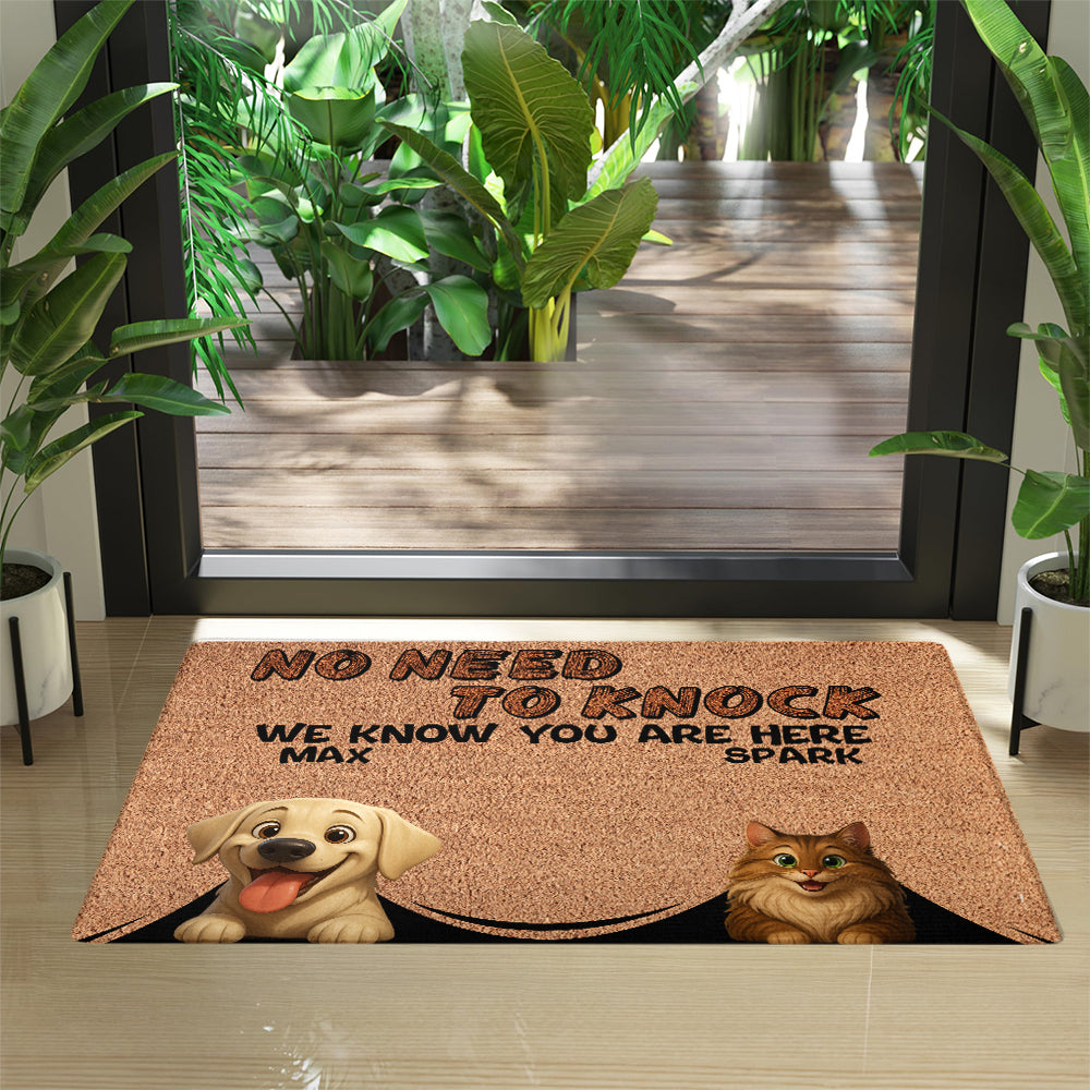 Personalized No Need To Knock Doormat - Up to 6 Pets - Decorative Mat - Custom Doormat V2