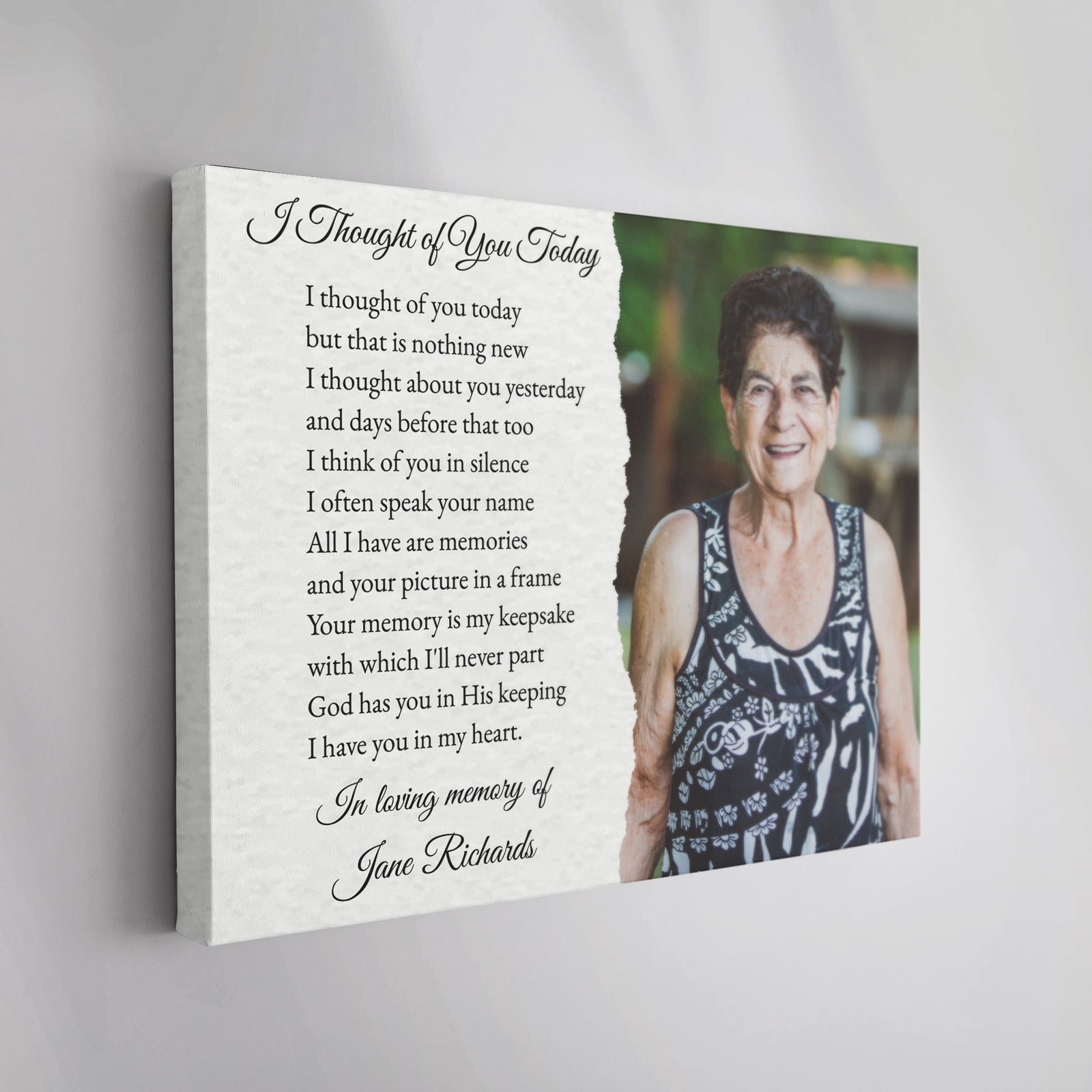I Thought of You Today Memorial Canvas – Personalized Photo Frame, Bereavement Gift, Sympathy Wall Art for Loss of Loved One