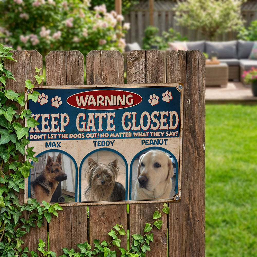 Personalized Don't Let The Pets Out Metal Sign