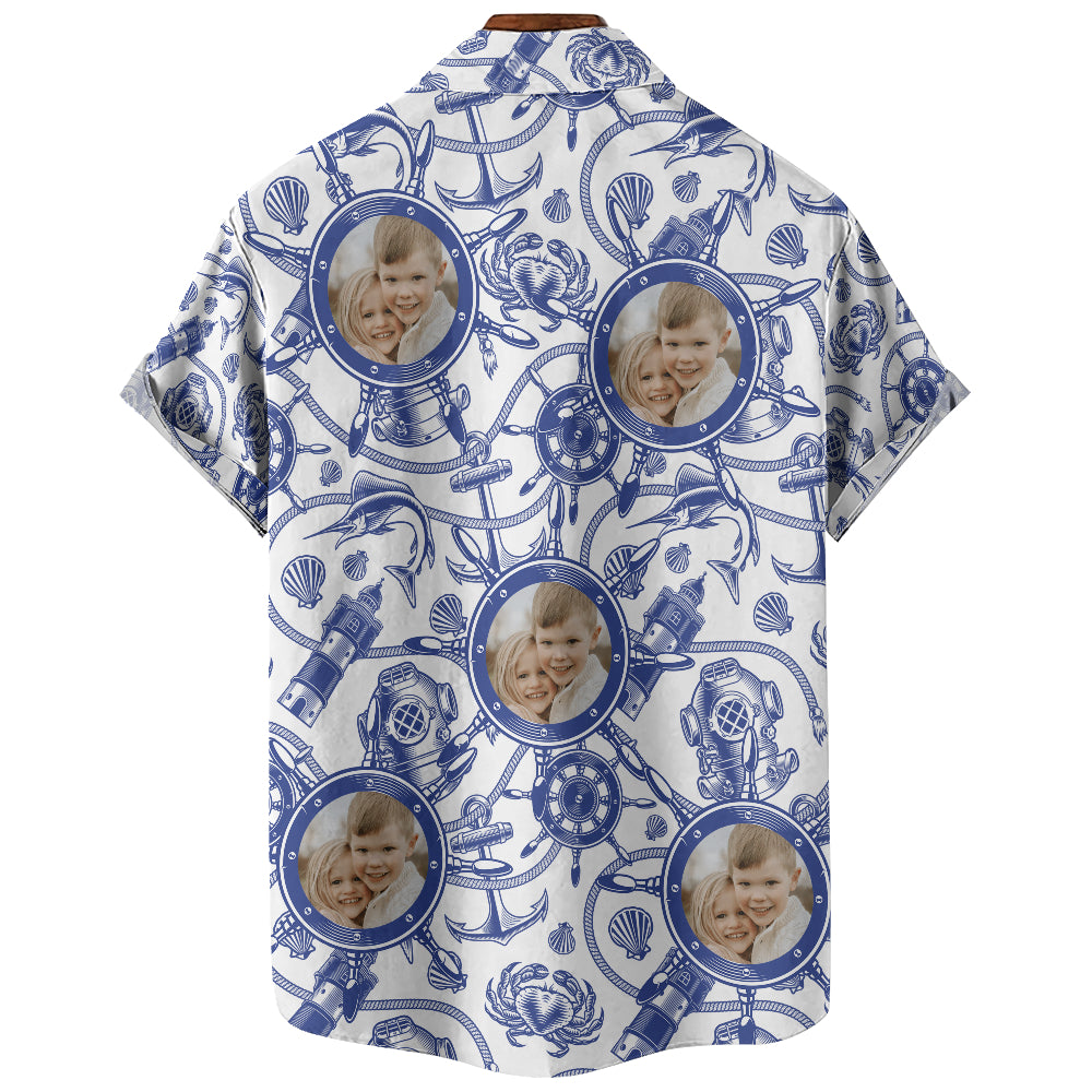 Personalized Nautical Hawaiian Shirt - Up to 6 Photos - Personalized Shirt