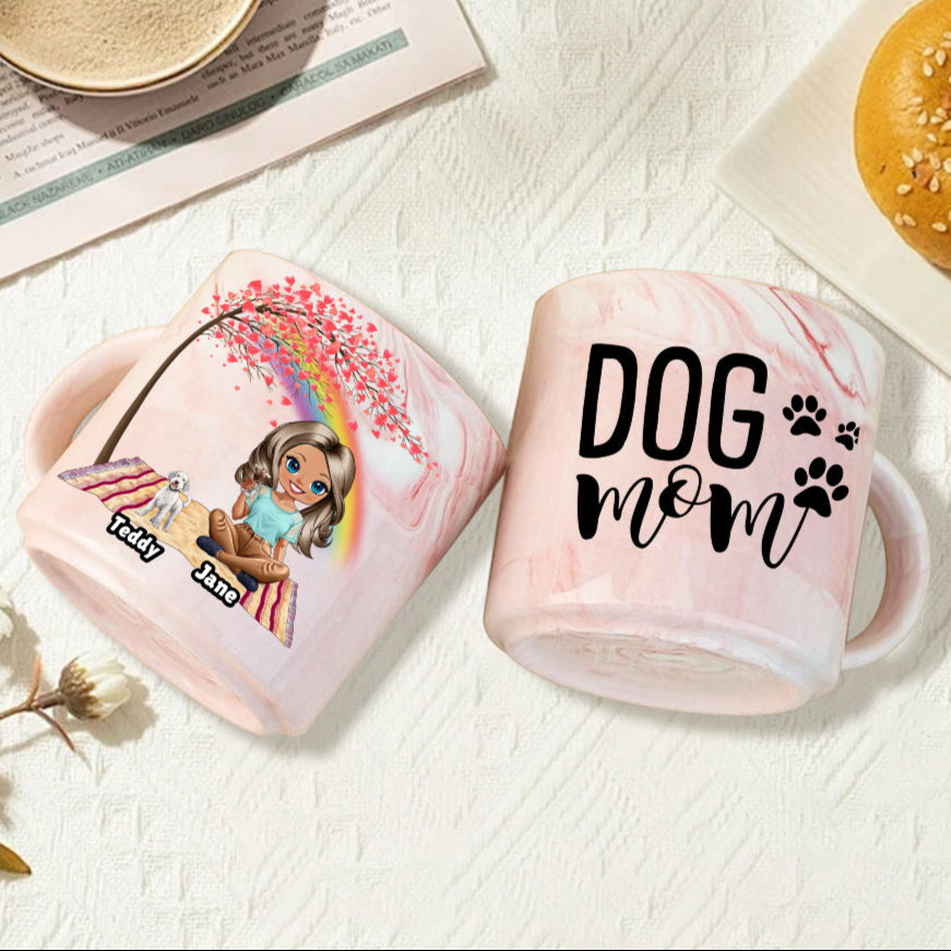 Pet Mom Marble Mug - Up to 4 Pets - Personalized Mug