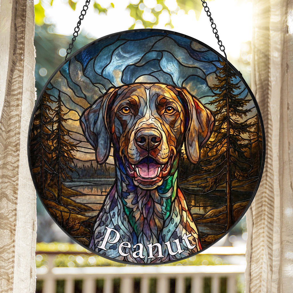 Personalized Dog Portrait Stained Glass Ornament