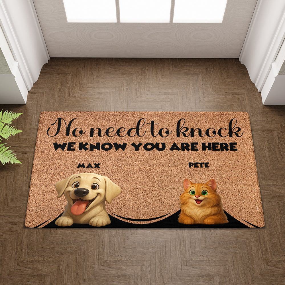 Personalized No Need To Knock Doormat - Up to 6 Pets - Decorative Mat - Custom Doormat