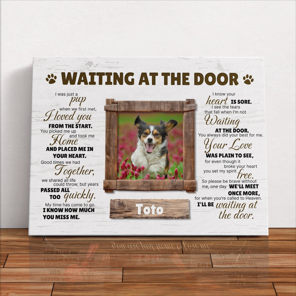 Waiting at the Door Pet Memorial Canvas – Personalized Dog or Cat Photo Frame, Loss of Pet Gift, Sympathy Wall Art
