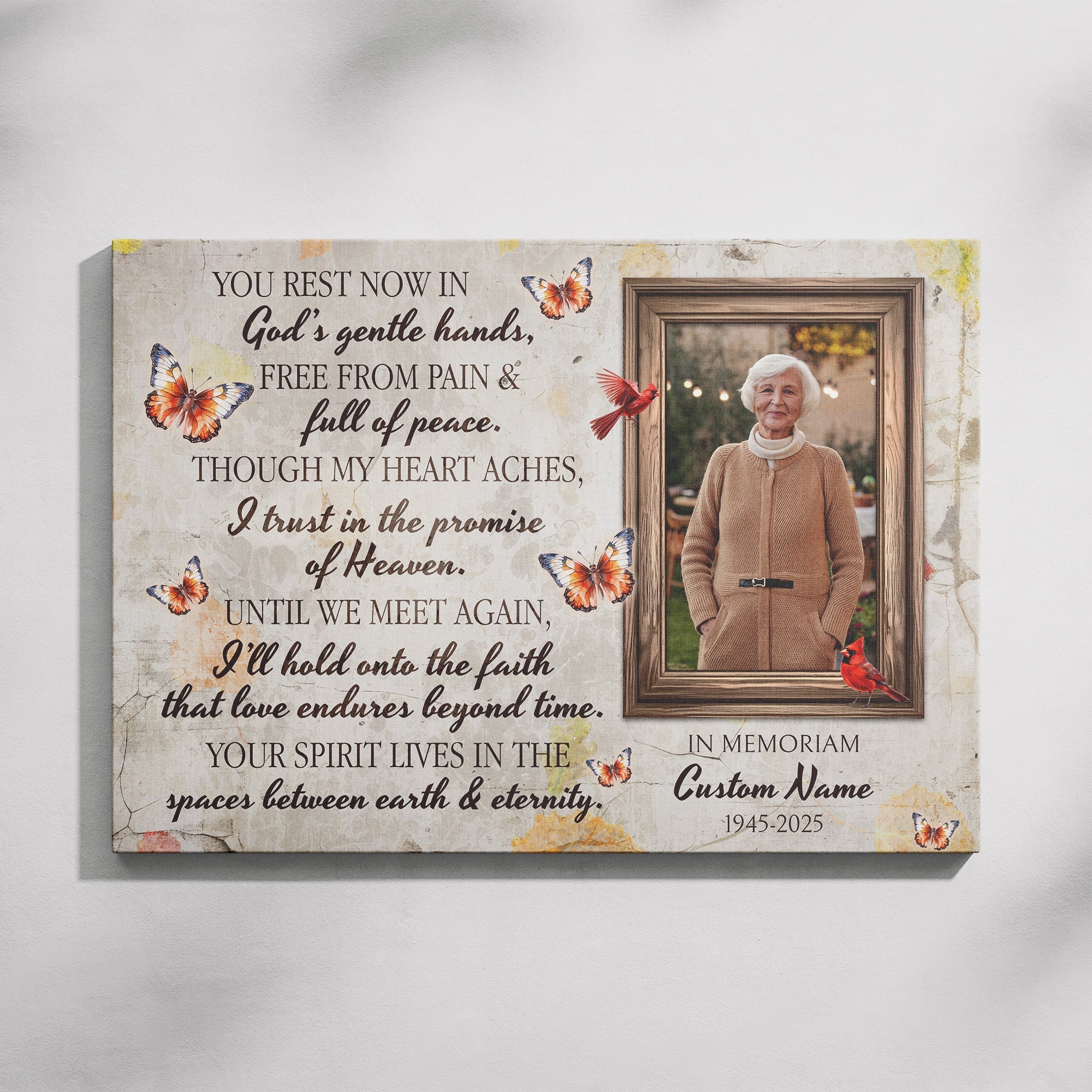 Personalized Memorial Canvas – ‘Promise of Heaven’ Tribute with Photo & Name