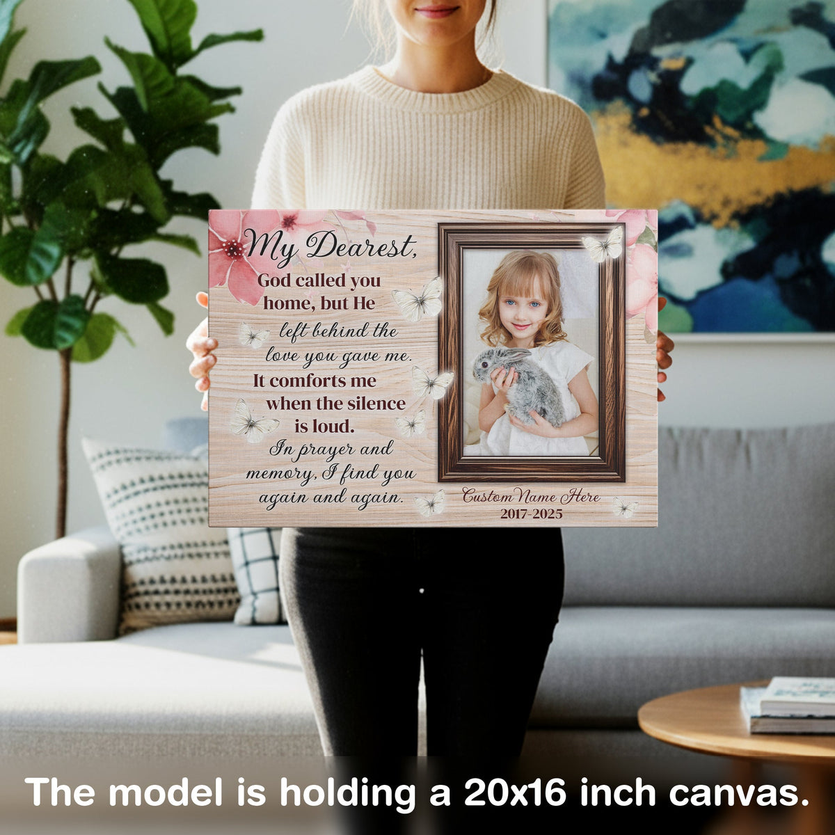 Personalized Memorial Canvas – In Loving Memory Photo Gift with Name & Date