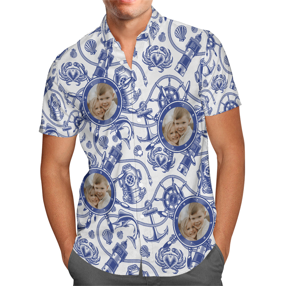 Personalized Nautical Hawaiian Shirt - Up to 6 Photos - Personalized Shirt