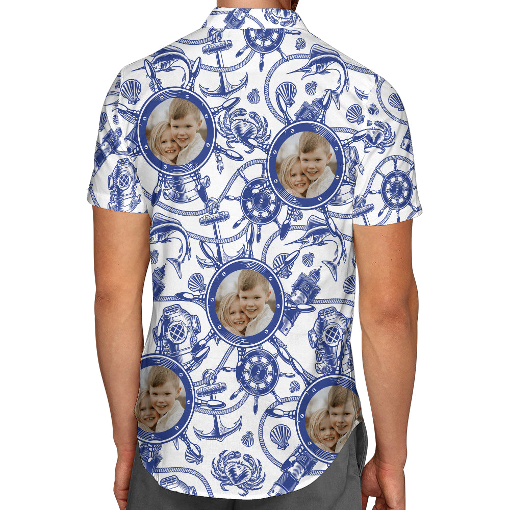 Personalized Nautical Hawaiian Shirt - Up to 6 Photos - Personalized Shirt